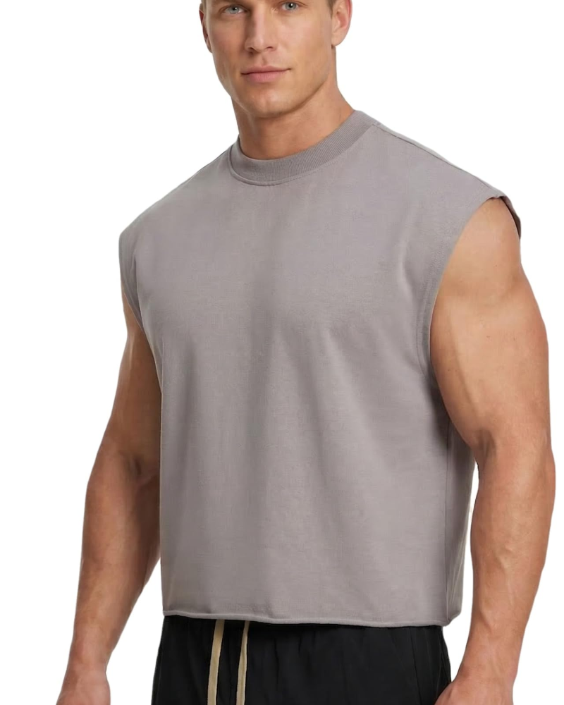 Zayn Tank Top for Men – Cropped Oversized Tank, Streetwear French Terry