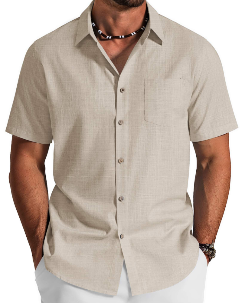Noah Shirt for Men – Cotton Lyocell Short-Sleeve Shirt, Textured Summer Style