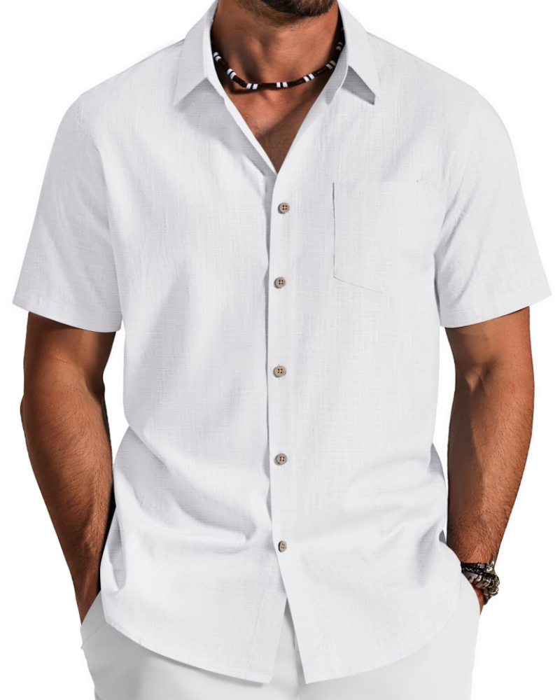 Noah Shirt for Men – Cotton Lyocell Short-Sleeve Shirt, Textured Summer Style