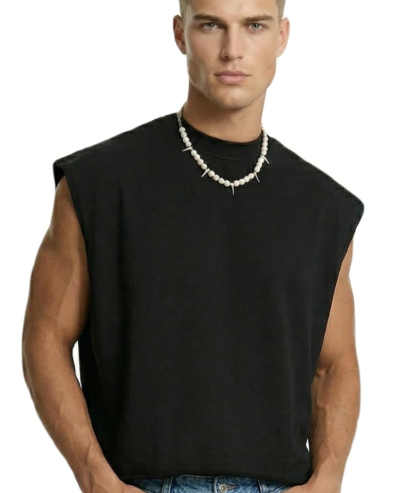 Zayn Tank Top for Men – Cropped Oversized Tank, Streetwear French Terry