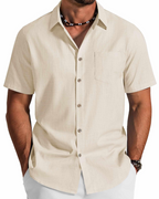 Noah Shirt for Men – Cotton Lyocell Short-Sleeve Shirt, Textured Summer Style