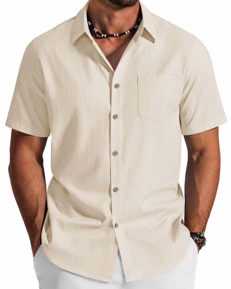 Noah Shirt for Men – Cotton Lyocell Short-Sleeve Shirt, Textured Summer Style