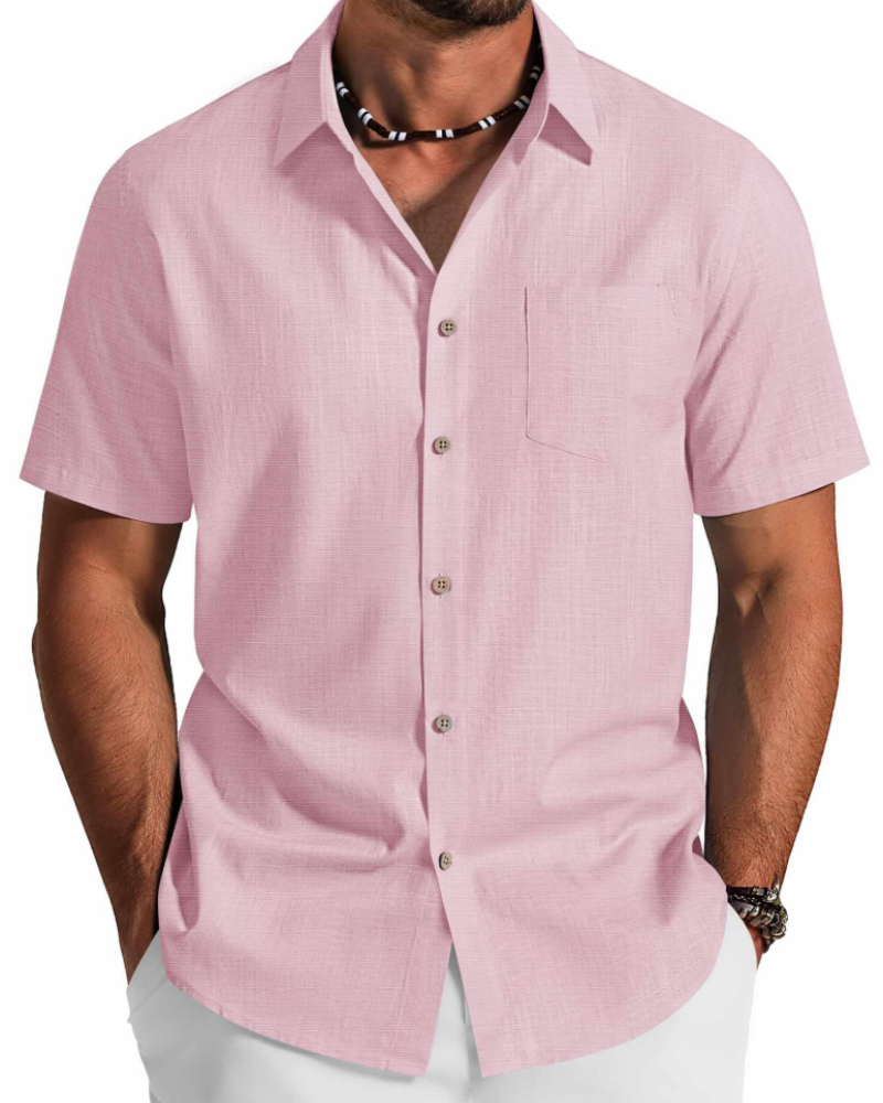 Noah Shirt for Men – Cotton Lyocell Short-Sleeve Shirt, Textured Summer Style