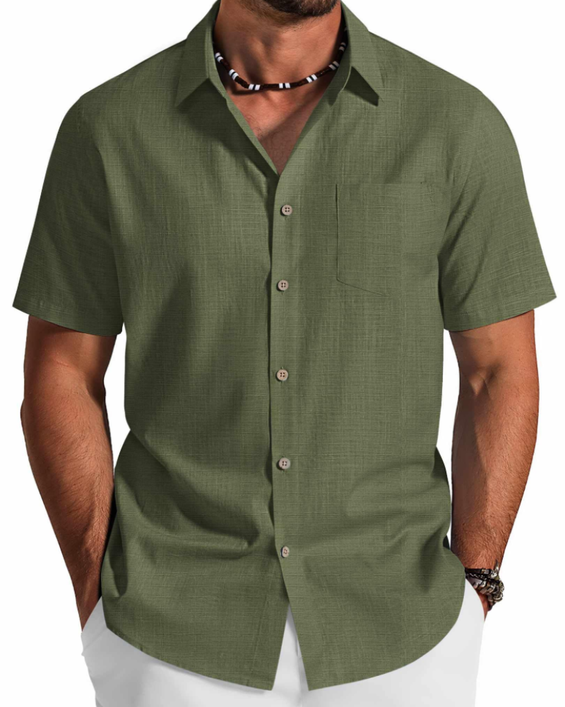 Noah Shirt for Men – Cotton Lyocell Short-Sleeve Shirt, Textured Summer Style