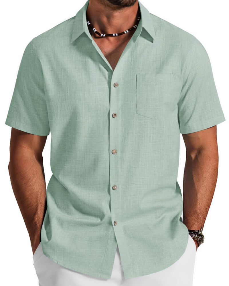 Noah Shirt for Men – Cotton Lyocell Short-Sleeve Shirt, Textured Summer Style