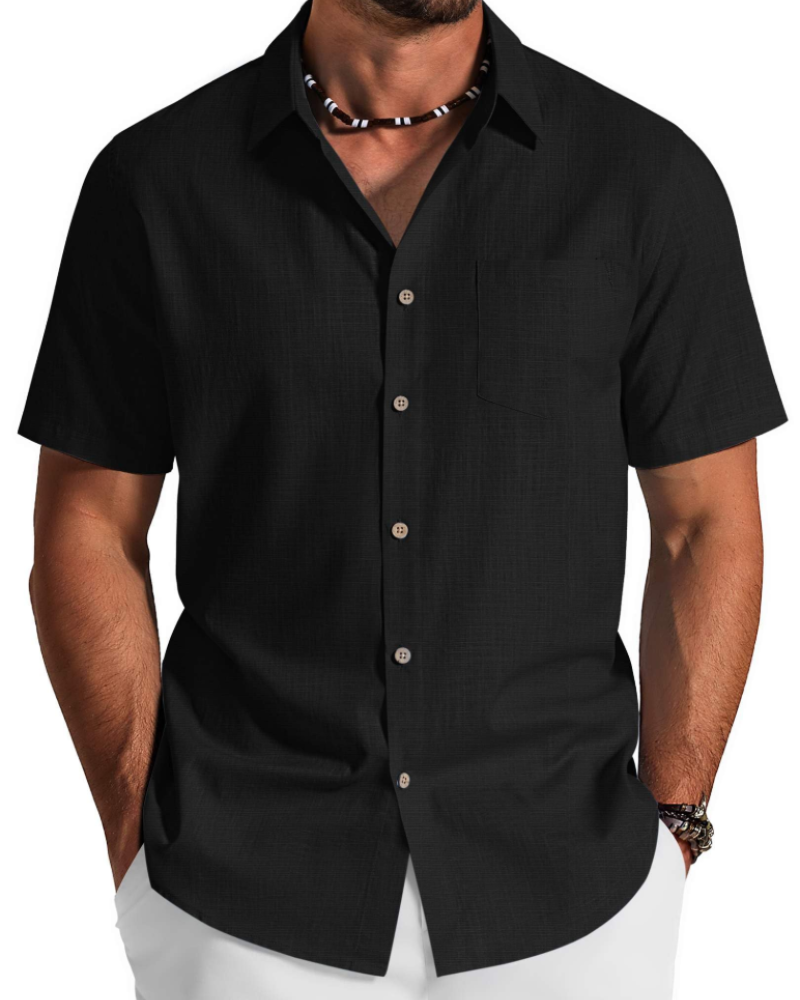 Noah Shirt for Men – Cotton Lyocell Short-Sleeve Shirt, Textured Summer Style
