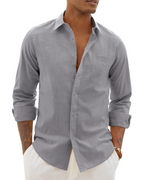 Hugo Shirt for Men – Cotton Linen Long-Sleeve Shirt, Light & Casual Chic Style