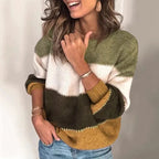 Amelia Striped Sweater for Women – Comfortable Knit, Warm & Elegant with Versatile Design
