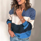 Amelia Striped Sweater for Women – Comfortable Knit, Warm & Elegant with Versatile Design
