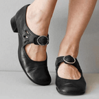 Raianne Shoes for Women – Genuine Leather, Round Toe, Low Block Heel, Buckle Strap – Vintage Style for Every Occasion