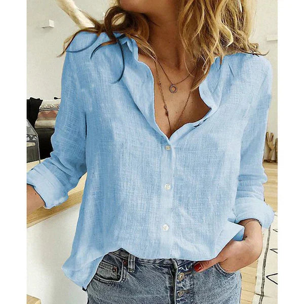 Bianna Oversized Blouse for Women – Loose Casual Cut with V-Neck for Work or Everyday Wear
