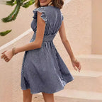 Ailani Dress for Women – Elegant Striped Dress with Flutter Sleeves & Feminine Summer Cut
