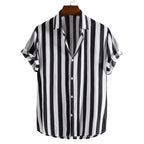 Liam Shirt for Men – Elegant Short Vertical Stripe Shirt, Light for Chic Summer