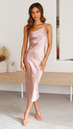 Noemie Midi Dress for Women – Fitted Dress with Back Laces & Elegant Flared Skirt