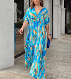 Oaklynn Kaftan Dress for Women – Light Maxi Kaftan Dress with Multicolor Print & Summer Look