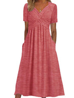 Elisabeth Midi Dress for Women – Elegant Dress with V-Neck, Flowy Cut & Timeless Style