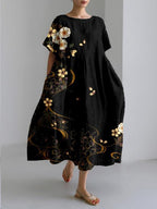 Sareno Midi Dress for Women – Light Floral Dress with Round Neck & Comfortable Cut