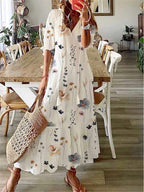 Amelia Long Dress for Women – Elegant Vintage Dress with Flowy Cut & Refined Detail