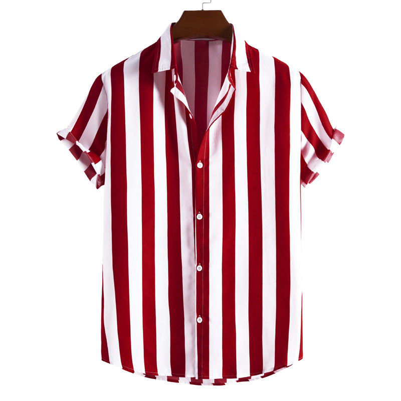 Liam Shirt for Men – Elegant Short Vertical Stripe Shirt, Light for Chic Summer