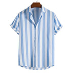 Liam Shirt for Men – Elegant Short Vertical Stripe Shirt, Light for Chic Summer