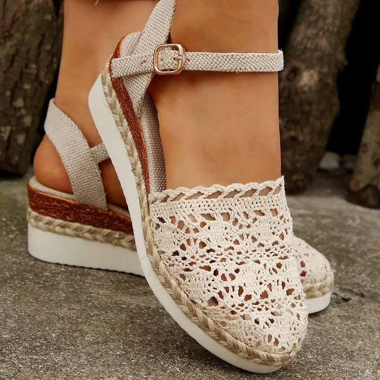 Bailey Espadrilles for Women – Boho Summer Shoes with Crochet Detail & Natural Look