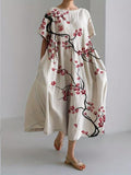 Sareno Midi Dress for Women – Light Floral Dress with Round Neck & Comfortable Cut