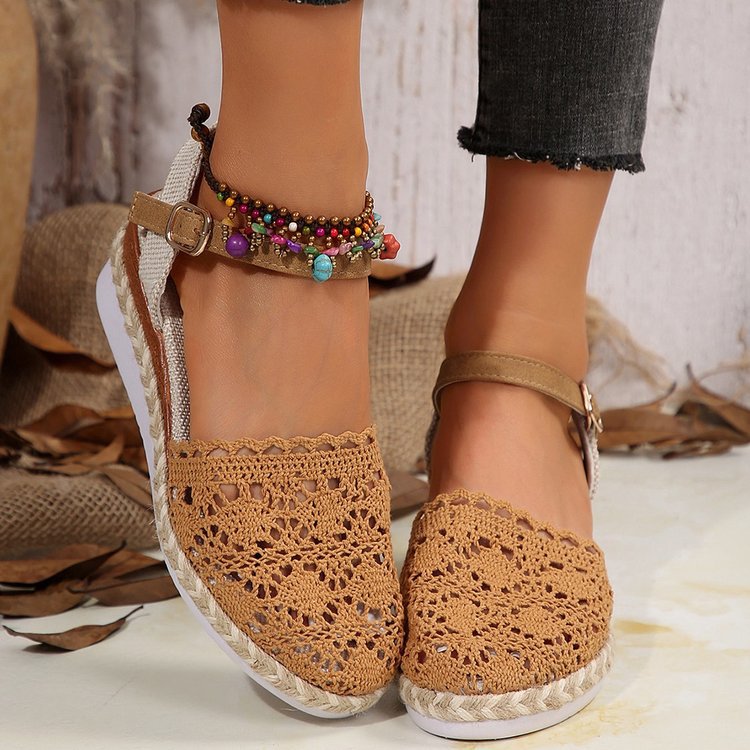 Bailey Espadrilles for Women – Boho Summer Shoes with Crochet Detail & Natural Look