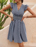 Ailani Dress for Women – Elegant Striped Dress with Flutter Sleeves & Feminine Summer Cut