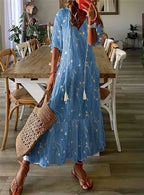 Amelia Long Dress for Women – Elegant Vintage Dress with Flowy Cut & Refined Detail