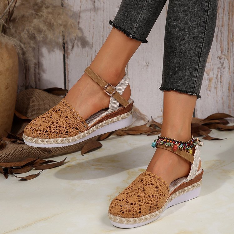 Bailey Espadrilles for Women – Boho Summer Shoes with Crochet Detail & Natural Look