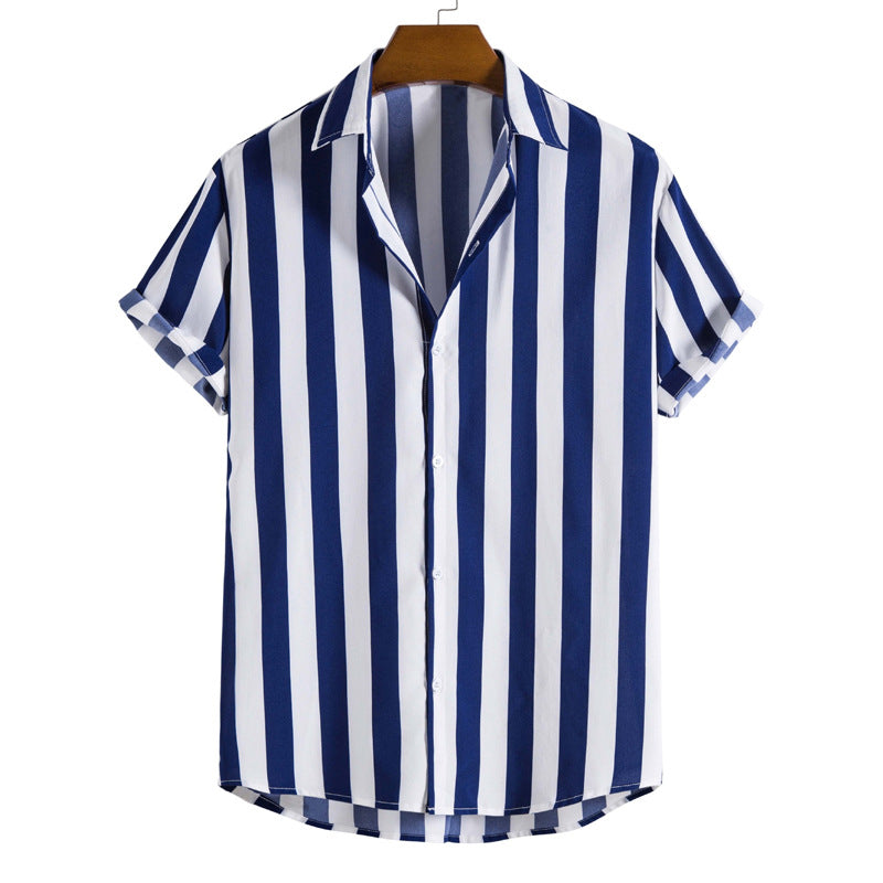 Liam Shirt for Men – Elegant Short Vertical Stripe Shirt, Light for Chic Summer