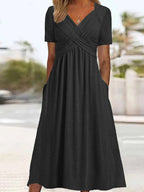 Elisabeth Midi Dress for Women – Elegant Dress with V-Neck, Flowy Cut & Timeless Style