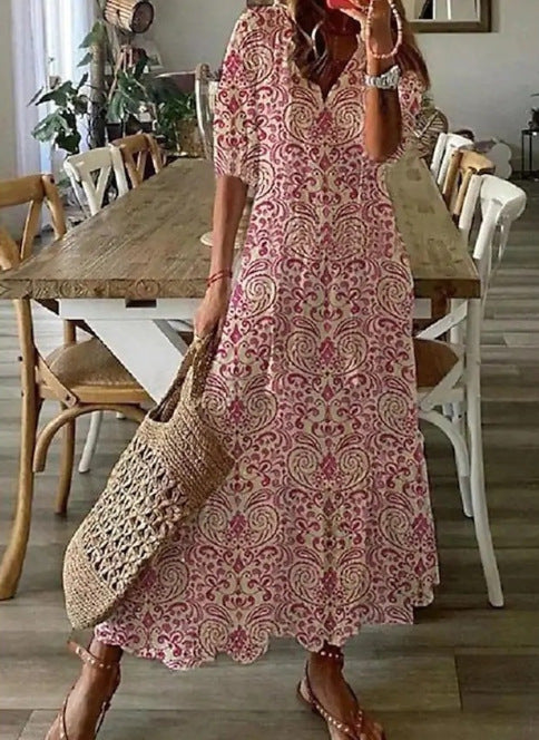 Amelia Long Dress for Women – Elegant Vintage Dress with Flowy Cut & Refined Detail