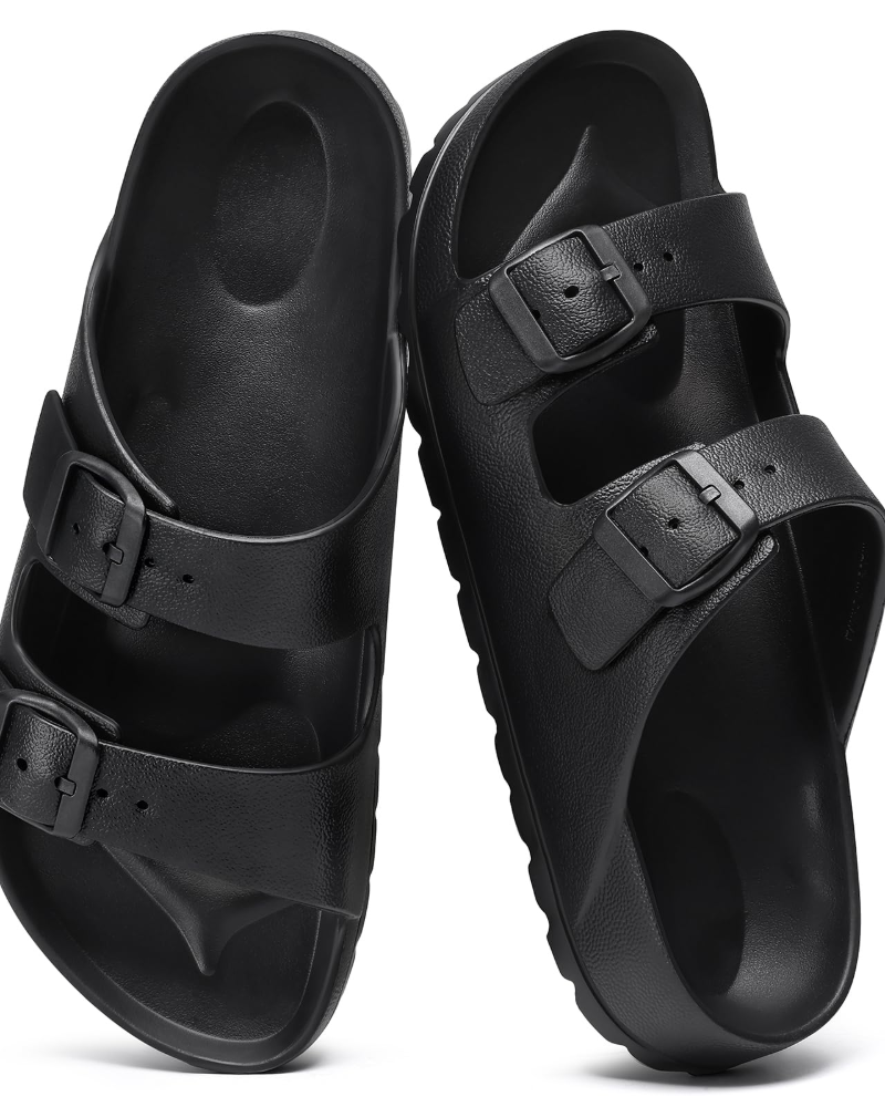 Olyra Sandals for Women – EVA Comfort Slides with Double Adjustable Buckle & Arch Support