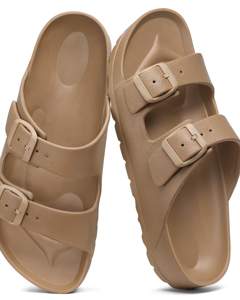 Olyra Sandals for Women – EVA Comfort Slides with Double Adjustable Buckle & Arch Support