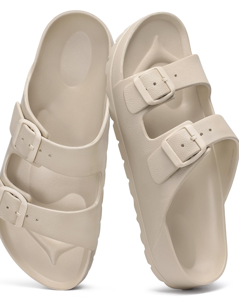 Olyra Sandals for Women – EVA Comfort Slides with Double Adjustable Buckle & Arch Support