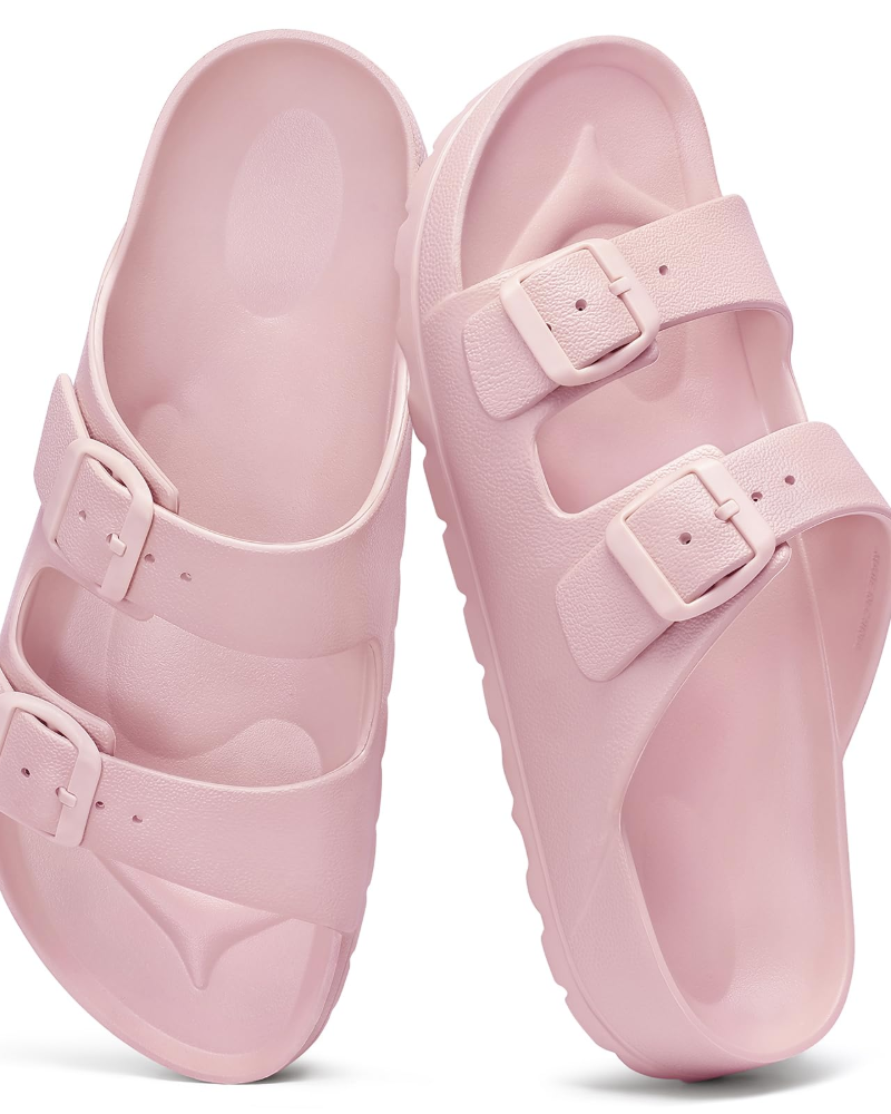 Olyra Sandals for Women – EVA Comfort Slides with Double Adjustable Buckle & Arch Support