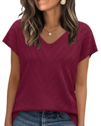 Orina Top for Women – Light Short-Sleeve V-Neck Sweater, Chic & Business Casual Style