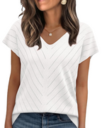 Orina Top for Women – Light Short-Sleeve V-Neck Sweater, Chic & Business Casual Style
