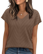 Orina Top for Women – Light Short-Sleeve V-Neck Sweater, Chic & Business Casual Style