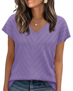 Orina Top for Women – Light Short-Sleeve V-Neck Sweater, Chic & Business Casual Style