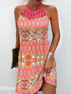 Emily Summer Dress for Women – Halter Dress with Tropical Print & Airy Cut for Beach & Brunch