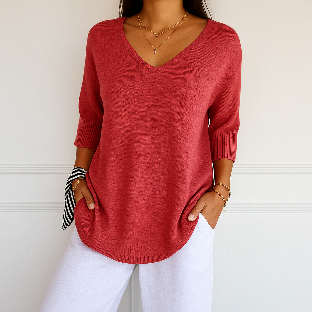 Coraline V-Neck Sweater for Women – Fine Knit, Soft & Elegant for a Refined Style