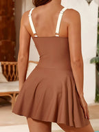 Grace Swimsuit for Women – Retro Chic One-Piece with Built-In Skirt & Adjustable Side Ties