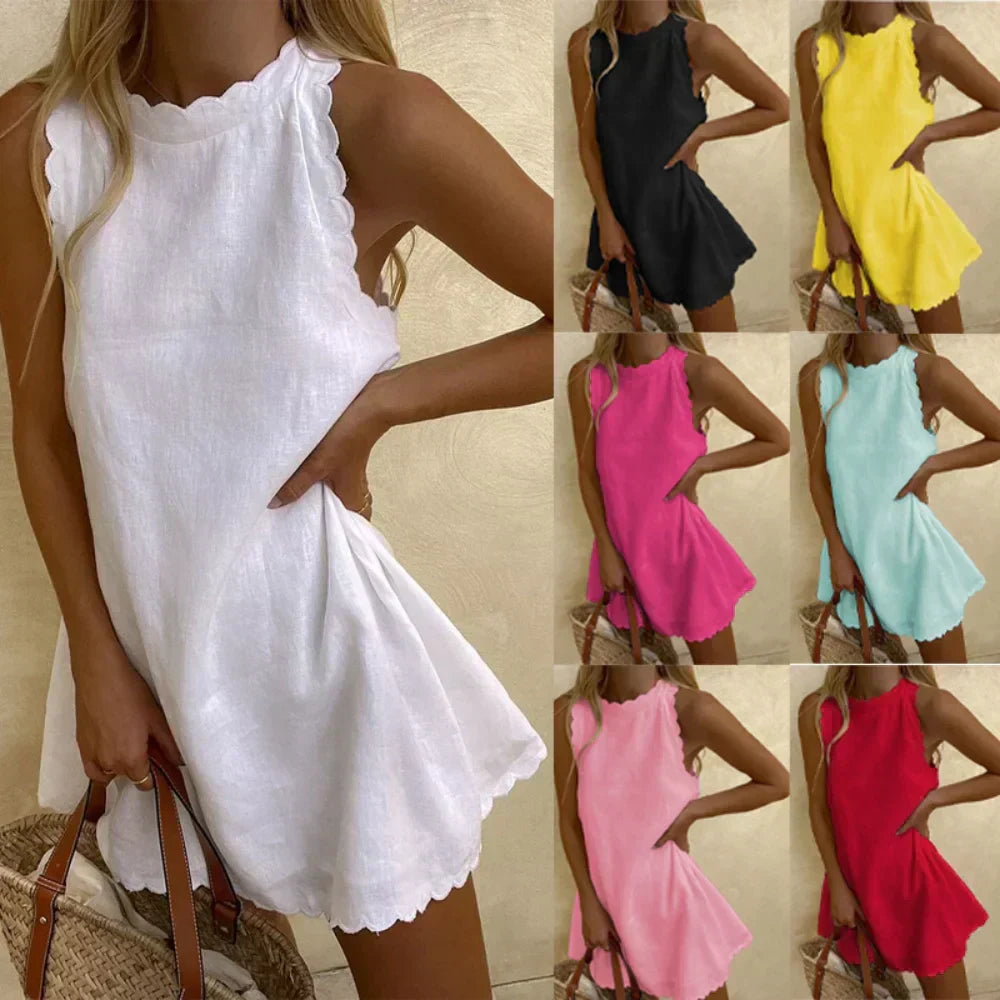 Odalys Short Summer Dress for Women – Light Sleeveless Design for Casual and Beach Outfits