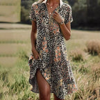 Jeanne Dress for Women – Elegant V-Neck Dress with Buttons, Flattering Cut & Timeless Floral Pattern