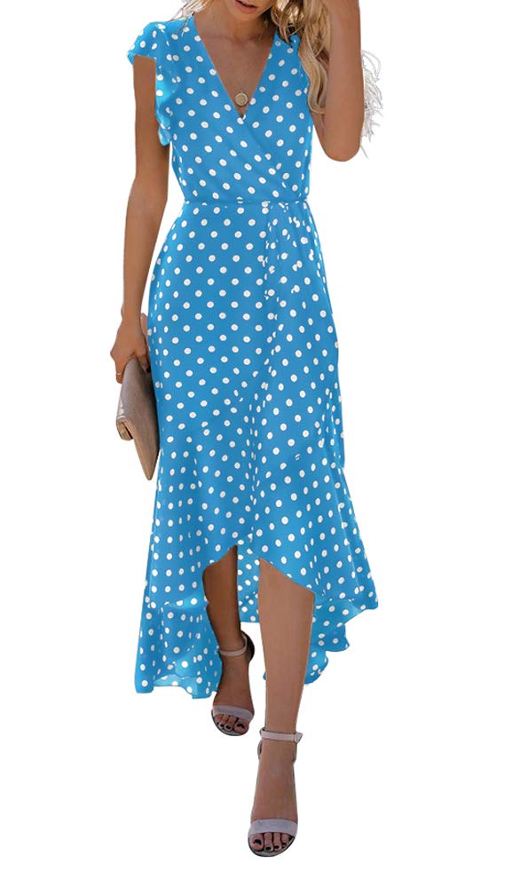 Gertrude Dress for Women – Floral V-Neck Wrap, Flowy Maxi Cut & Asymmetric Hem, Summer