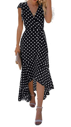 Gertrude Dress for Women – Floral V-Neck Wrap, Flowy Maxi Cut & Asymmetric Hem, Summer