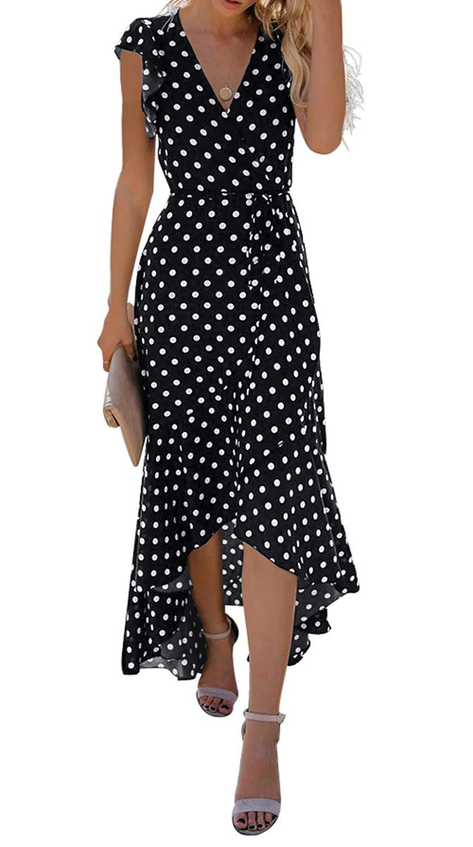 Gertrude Dress for Women – Floral V-Neck Wrap, Flowy Maxi Cut & Asymmetric Hem, Summer
