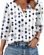 Zeline Blouse for Women – V-Neck Top with 3/4 Sleeves & Buttons, Business Casual Style